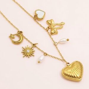 Gold Charm Nature-Inspired Necklace